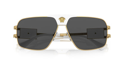 Versace VE 2251 147187  63mm Gold/White Metal Square Sunglasses Grey Lens