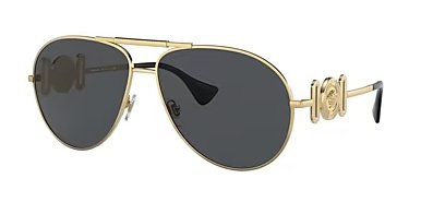 Versace Sunglasses VE2249 100287 65mm Gold Dark Gray Aviator