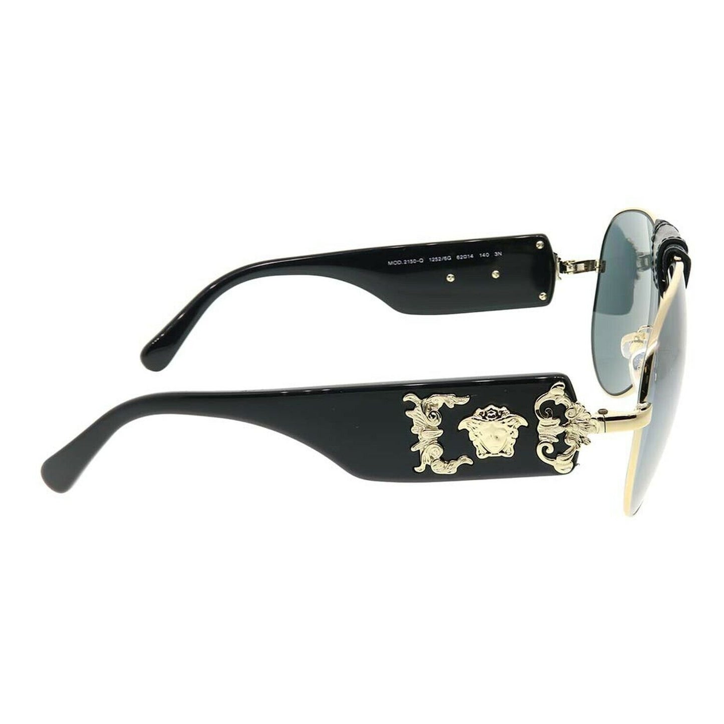 Versace VE2150Q 12526G Pale Gold Metal Aviator Sunglasses Grey Mirror Lens