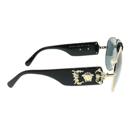 Versace VE2150Q 12526G Pale Gold Metal Aviator Sunglasses Grey Mirror Lens