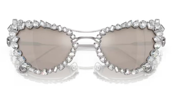 SWAROVSKI Women's Sk7011 4001AP 56mm with Crystal Clip-on Butterfly Sunglasses