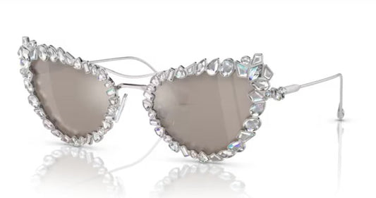 SWAROVSKI Women's Sk7011 4001AP 56mm with Crystal Clip-on Butterfly Sunglasses