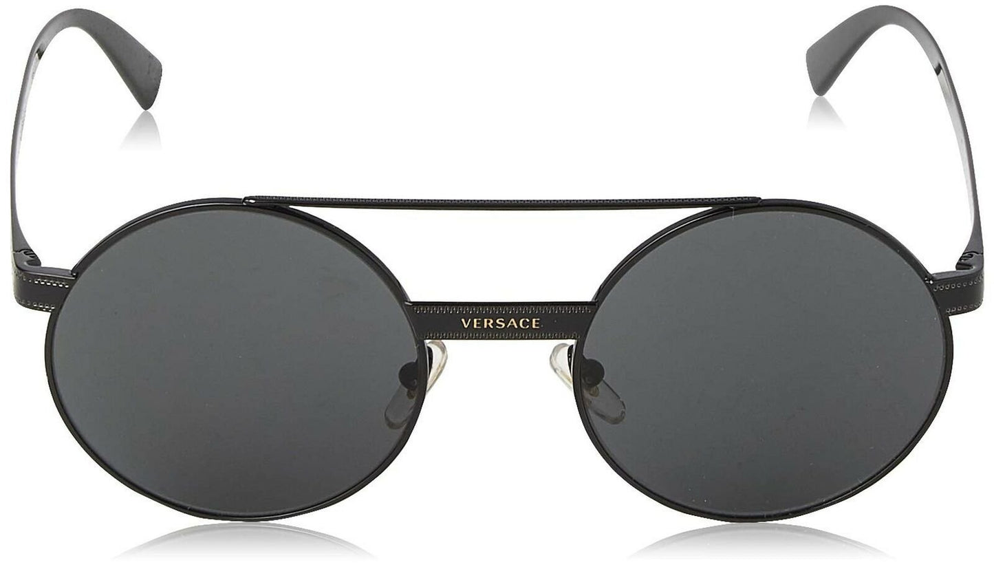 Versace Women's VE2210 1009/87 Black Fashion Round Sunglasses 52mm