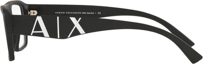 A|X ARMANI EXCHANGE Men's AX3087 8078 54mm Eyewear Frames, Matte Black/Demo Lens