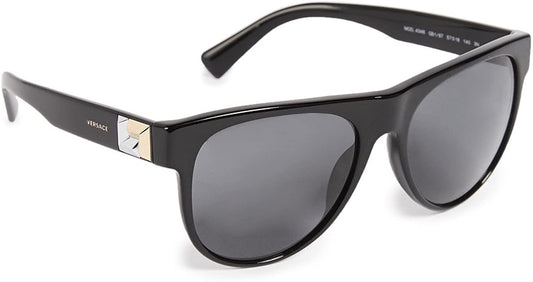 Versace VE 4346- GB1/87 Rock Icon Flat Lens Sunglasses, Black w/Grey, 57