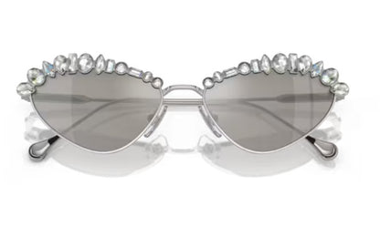 SWAROVSKI SK7009 40016G 55mm Silver Light Grey Mirror Silver Women's Sunglasses