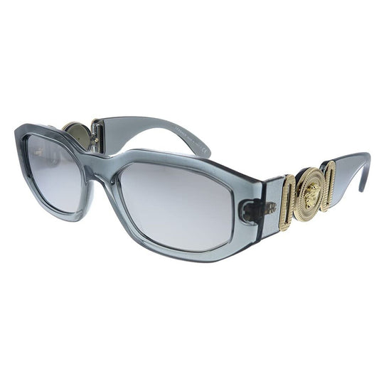 Versace VE 4361 311/6G Transparent Grey Plastic Square Sunglasses Grey Mirror