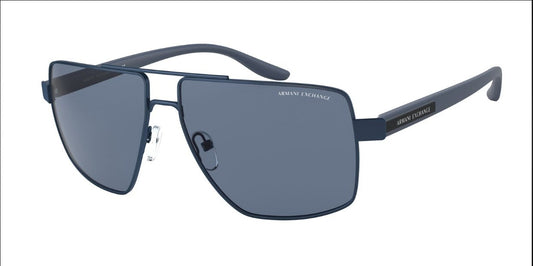 A|X ARMANI EXCHANGE Men's AX2037S Square Sunglasses, Matte Blue/Blue, 60 mm