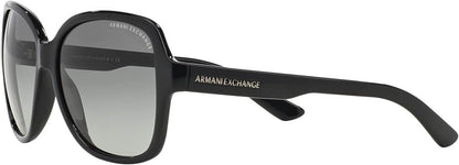 A|X ARMANI EXCHANGE Women's AX4029S Oval Sunglasses, Shiny Black/Grey Gradient, 57 mm