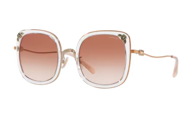 Coach HC7101B 933113 Sunglasses, Rose Gold/Transparent Pink/Pink Gradient, 53 mm