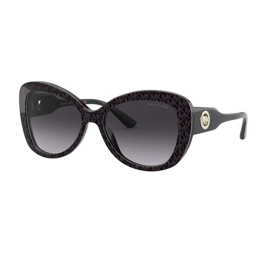 Michael Kors MK2120 33558G 56mm Positano Butterfly Sunglasses Dark Brown Mk Jacquard Logo