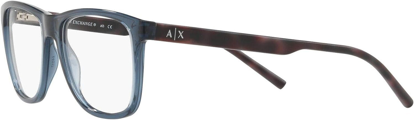 A|X ARMANI EXCHANGE Men's AX3048F 8238 56mm Low Bridge Fit Rectangular Eyeglass Frames