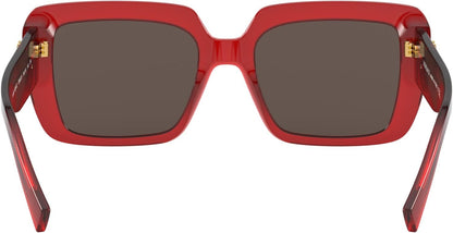 Versace VE4384B 528073 Woman Sunglasses Transparent Red Frame, Dark Brown Lenses, 54MM