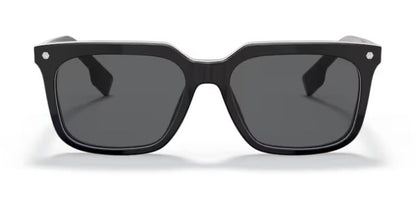 BURBERRY BE4337F 379887 56mm Black Square Sunglasses Dark Gray Lenses