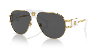 Versace 0VE2252 147187 63mm Man Sunglasses Gold Frame, Dark Grey Lenses