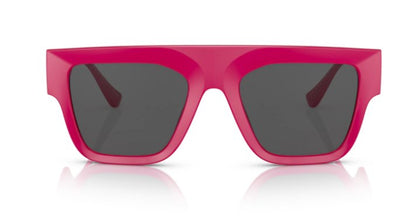 Versace VE 4430U 536787 Fuxia Plastic Rectangle Sunglasses Grey Lens