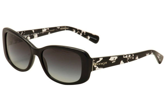 Coach Women's HC8168 Sunglasses Black/Crystal Mosaic/Light Grey Gradient