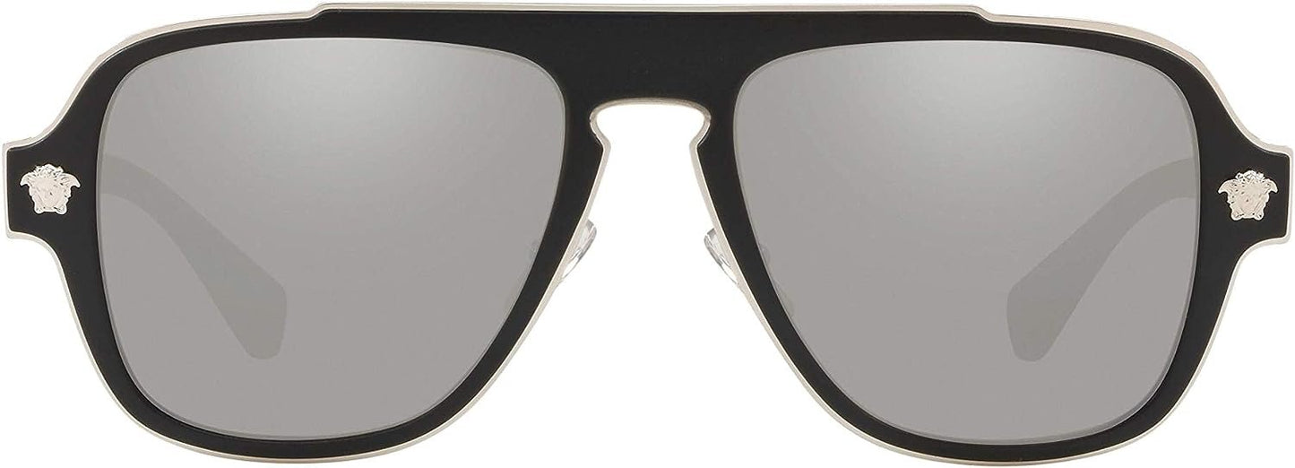 VERSACE VE2199 10006G 56mm MATTE BLACK LT GREY MIRROR SILVER Men's Sunglasses