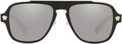 VERSACE VE2199 10006G 56mm MATTE BLACK LT GREY MIRROR SILVER Men's Sunglasses