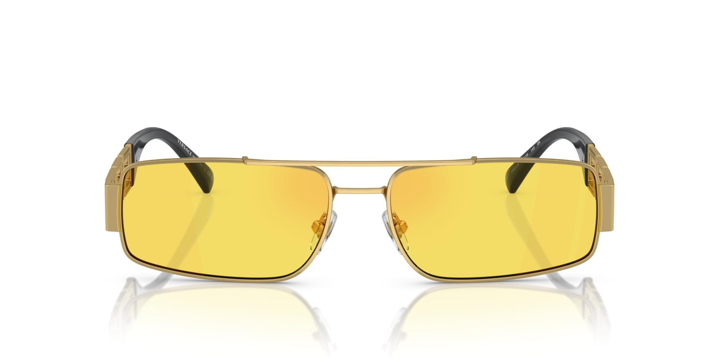 Versace 0VE2257 1002C9 Man Sunglasses Gold Frame, Yellow Mirror Red Lenses, 60MM