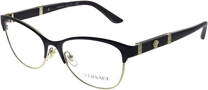 Versace VE 1233Q 1418 Eggplant Pale Gold Metal Cat-eye Eyeglasses 53mm