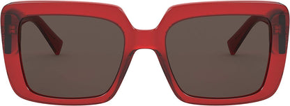 Versace VE4384B 528073 Woman Sunglasses Transparent Red Frame, Dark Brown Lenses, 54MM