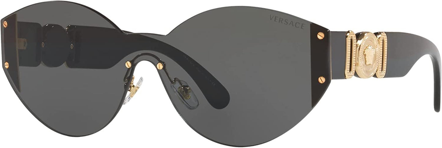 Versace Sunglasses 0VE2224 GB1/87 Gold Frame, Grey-Black Lenses, 46MM