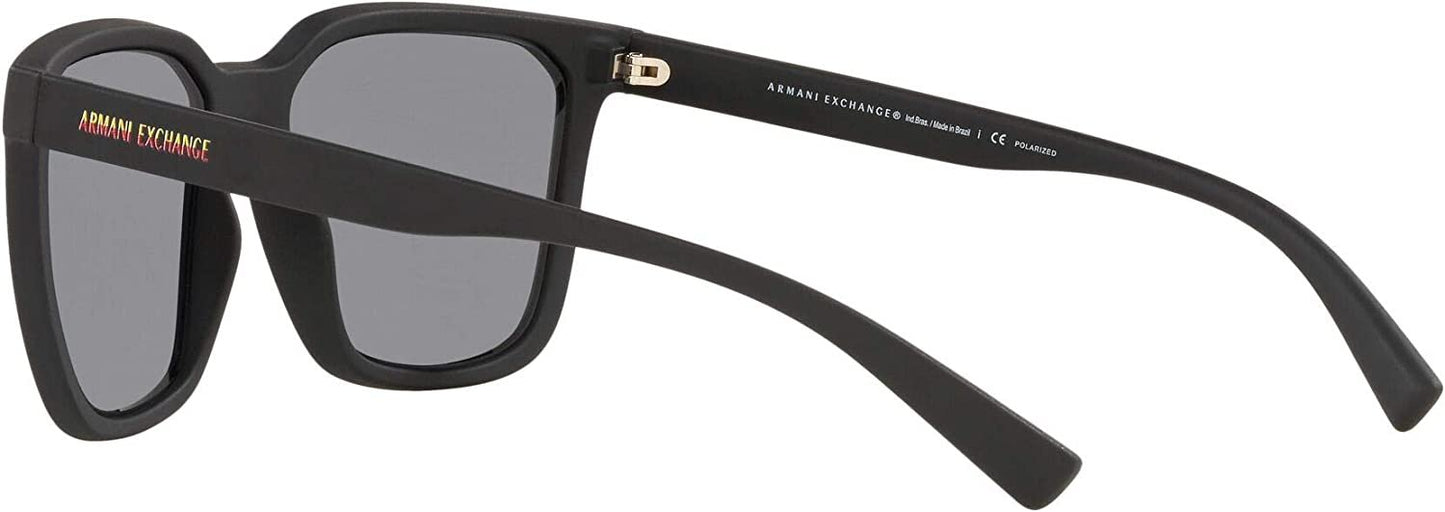 A|X ARMANI EXCHANGE Men's AX4108S 807881 Sunglasses, Matte Black/Grey Polarized, 57 mm