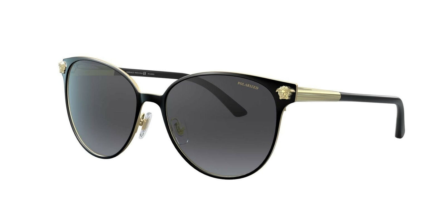 Versace Polarized Women's Sunglasses, Black Lenses Metal Frame, 57mm