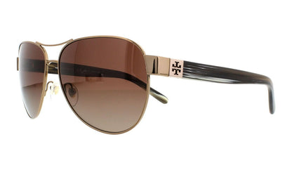 Tory Burch Women's TY6051 Light Gold/Olive Horn/Brown Polarized sunglasses