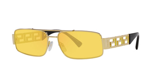 Versace 0VE2257 1002C9 Man Sunglasses Gold Frame, Yellow Mirror Red Lenses, 60MM