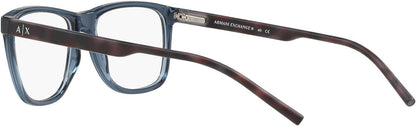 A|X ARMANI EXCHANGE Men's AX3048F 8238 56mm Low Bridge Fit Rectangular Eyeglass Frames