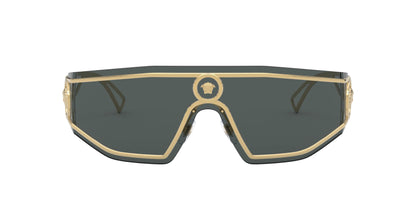 Versace VE 2226 100287 Gold Metal Shield Sunglasses Grey Lens