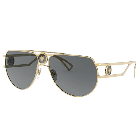 Versace VE 2225 100287 Gold Metal Aviator Sunglasses Grey Lens