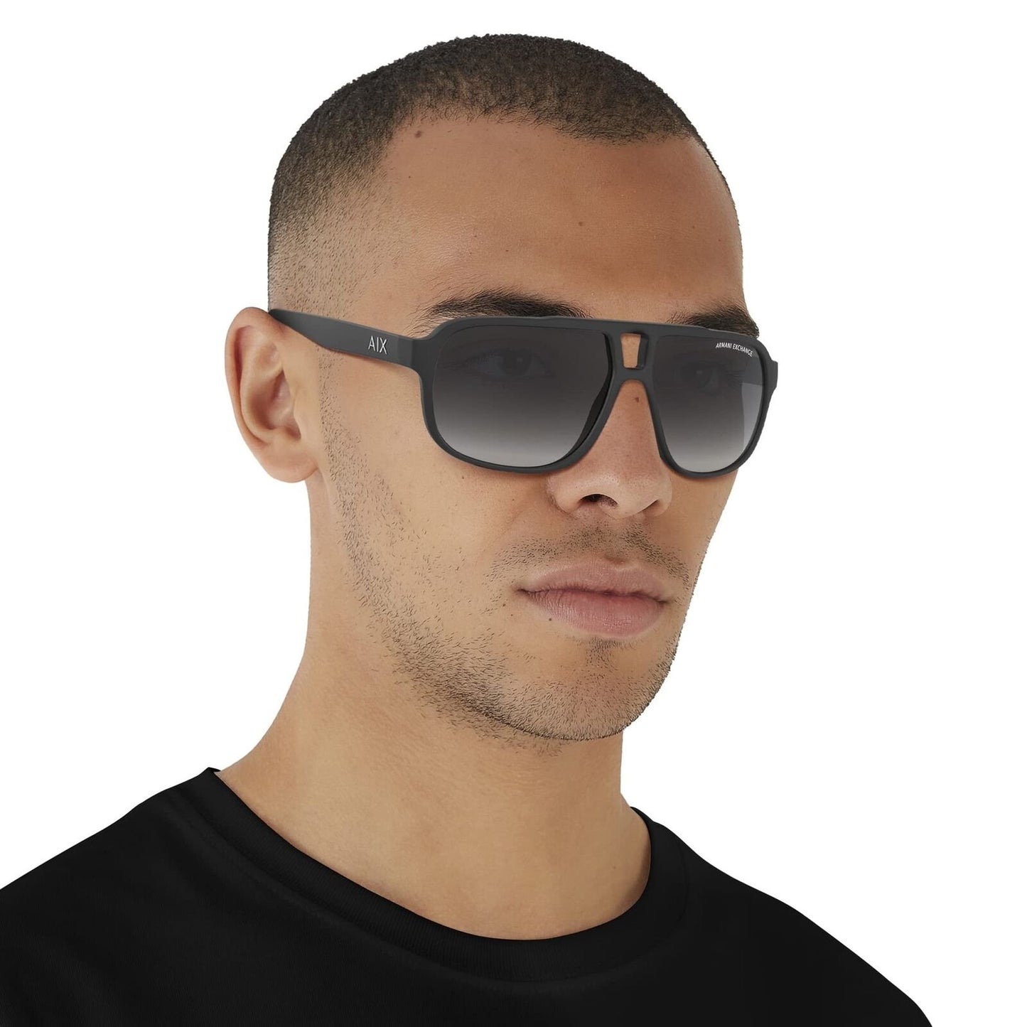 A|X ARMANI EXCHANGE Men's AX4104S Rectangular Sunglasses, Black/Grey Gradient