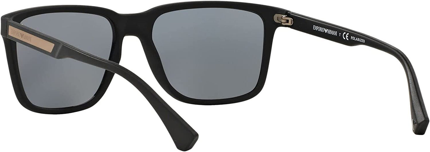 Emporio Armani EA4047 5063/81 Black Rubber Sunglasses Grey Polarized