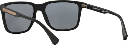 Emporio Armani EA4047 5063/81 Black Rubber Sunglasses Grey Polarized