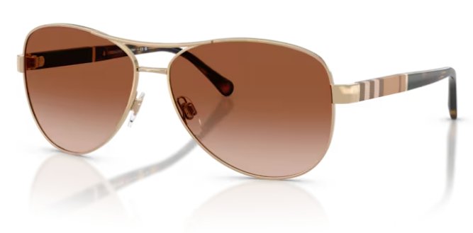 BURBERRY BE3080 114513 59mm Light Gold Aviator Women's Sunglasses