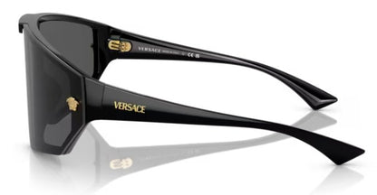 Versace VE 4461 GB1/87 Black Plastic Shield Sunglasses Grey Lens