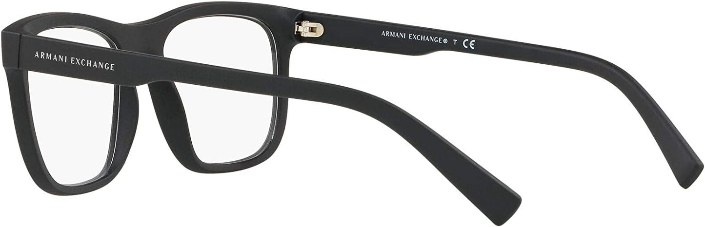 A|X ARMANI EXCHANGE mens Ax3050 Eyeglass Frames, Matte Black/Demo Lens, 53 mm US