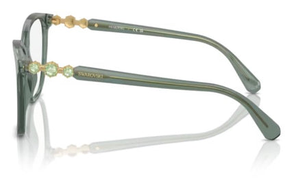 Swarovski Women's Sk2020 1043 52mm Square Transparent Green Eyewear Frames