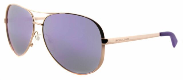 Michael Kors MK5004 Chelsea Aviator Sunglasses Rose Gold w/Purple Mirror 10034V