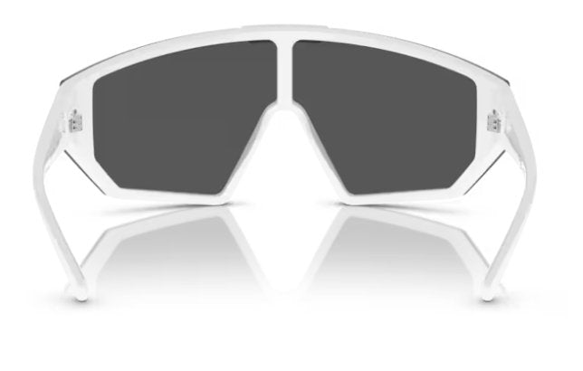 Versace VE 4461 314/87 White Plastic Shield Sunglasses Grey Lens