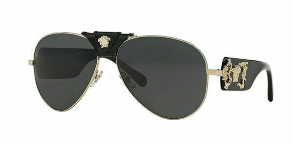 Versace VE2150Q - 100287 Gold/Black Aviator Sunglasses 62mm