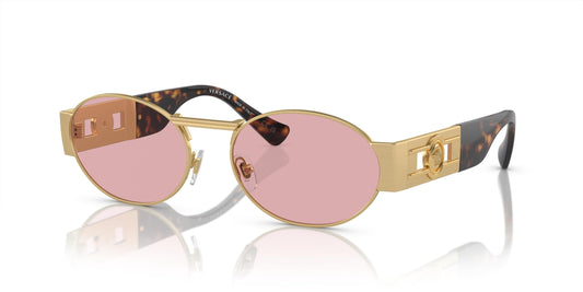 Versace 0VE2264 100284 Unisex Sunglasses Matte Gold Frame, Light Violet Lenses, 56MM