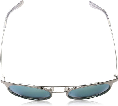 Michael Kors Sunglasses Silver Frame, Teal Mirror Lenses OMK1030 113725 52MM