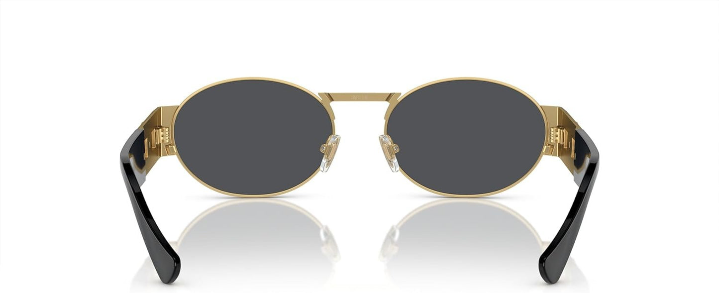 Versace 0VE2264 100287 Unisex Sunglasses Matte Gold Frame, Dark Grey Lenses, 56MM