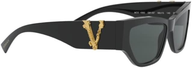 Versace VE 4383F GB1/87 Black Plastic Cat-Eye Sunglasses Grey Lens