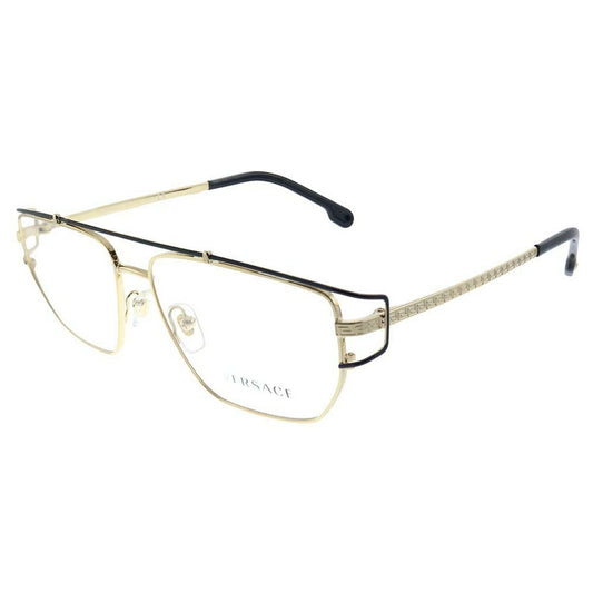 Versace VE 1257 1436 Gold Metal Hexagonal Eyeglasses 55mm