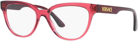 Versace VE 3315 5357 Transparent Red Plastic Cat Eye Eyeglasses 54mm